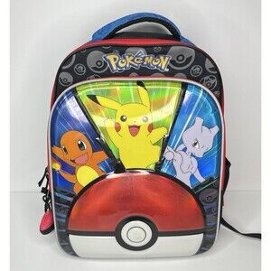 Pokemon Trainer 2019 Hard Shell Bioworld Backpack w/Pokeball Plush Keychain
